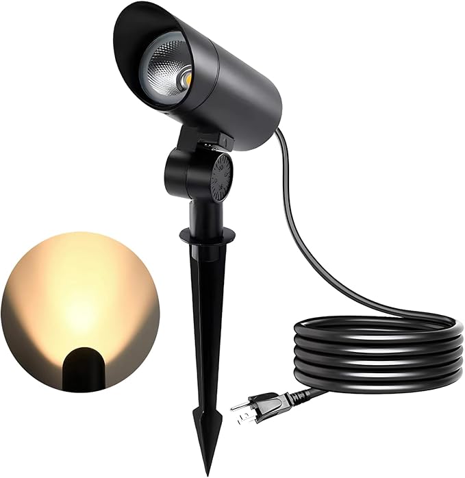 Outdoor Landscape Spotlight 30W Ultra Bright LED Spot Lights Outdoor 120V Waterproof Spot Lighting Warm White Landscape Lights with 5FT Cord with Plug for Flag Pole Tree Yard Garden