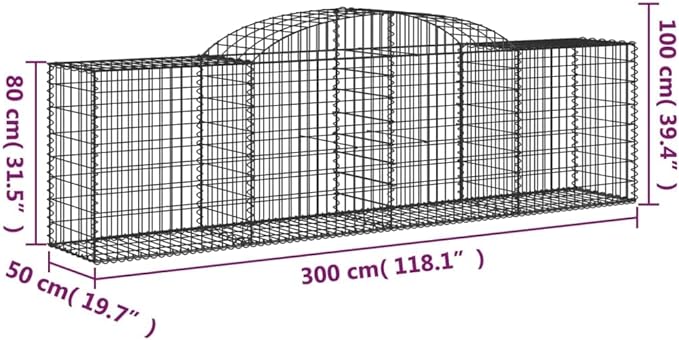 Gabion Basket Set of 3 Silver Galvanized Iron Outdoor Raised Garden Bed Planter 118x39 Modern Industrial Metal Fence Wall for Patio Backyard