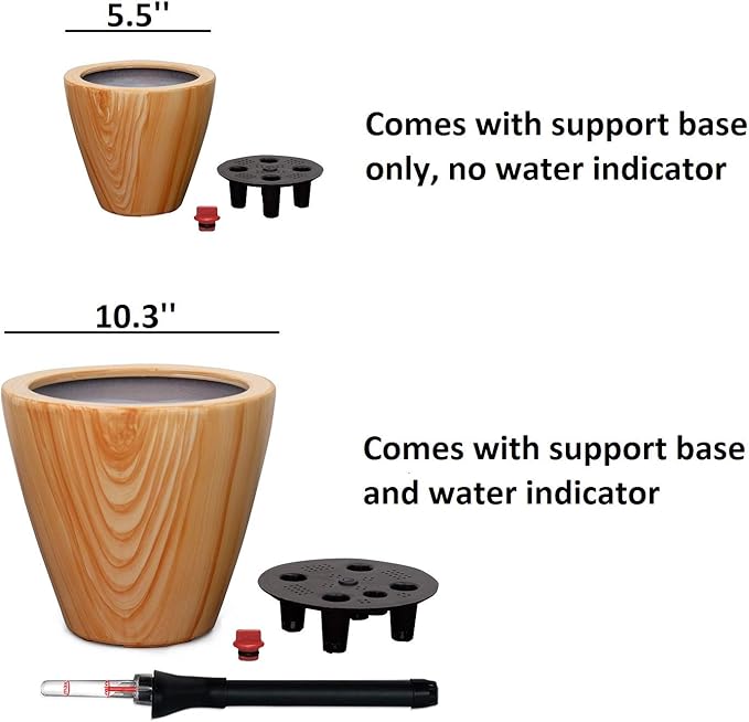 2 Pack 10 in. Light Wood Plastic Self Watering Planter Pot