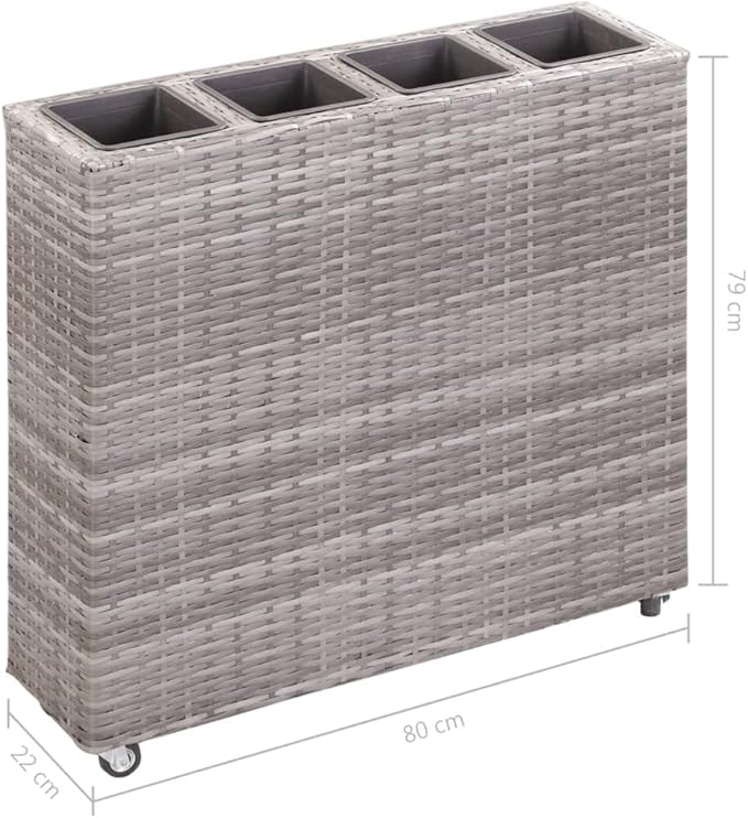 Garden Raised BedRaised Garden Bed for Vegetable Gardening Backyard PatioOutdoor Raised Planter with Wheels Raised Garden Bed for Vegetables with 4 Pots 31.5x8.7x31.1 Poly Rattan Gray