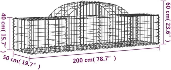 Gabion Baskets Silver Galvanized Iron - Durable Garden Walls &amp Landscape Retaining Wall Fencing - Cages for Stones Raised Bed Panel Set