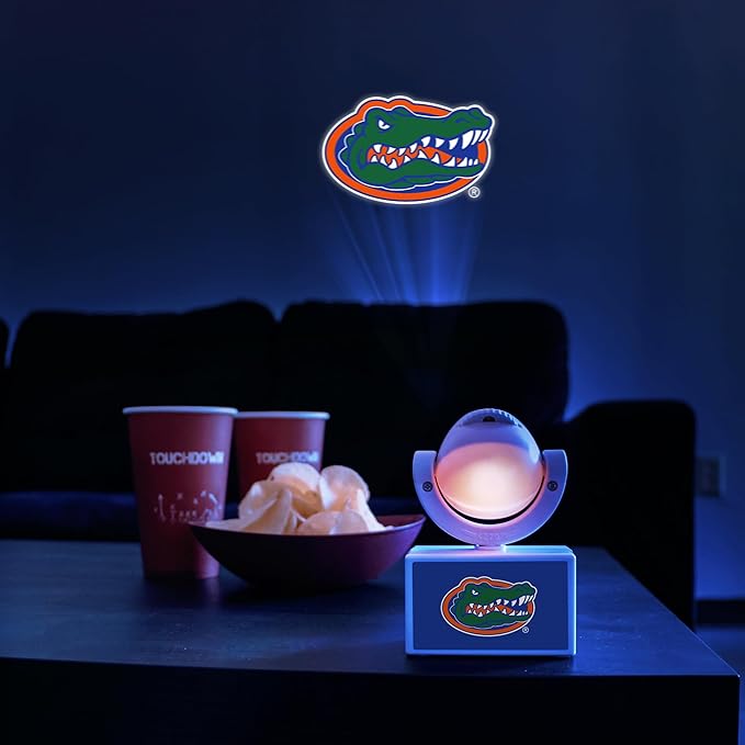 Sporticulture NCAA American Football Florida Gators - Adjustable Led Mini Spotlight Projector with 6 Team Logo Designs - Portable &amp Rechargeable Spotlight - Battery-Operated - 4.375” x 3.125”