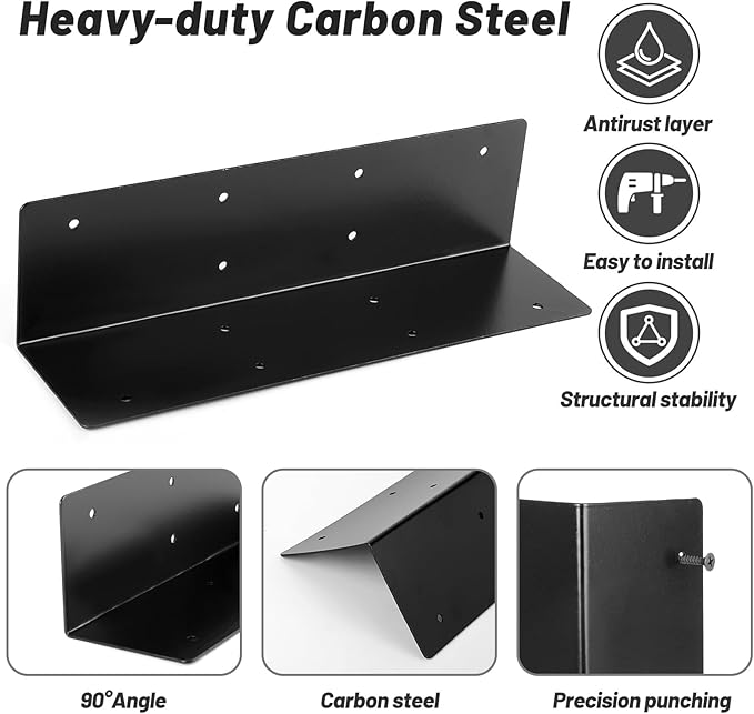 U0U 4 Pcak Raised Garden Bed Corner Brackets11 x 3 x 3 Metal Corner Brackets for WoodBlack Raised Bed Corners with Screws for Vegetable Flower Planter Garden (11 x 3 x 3)