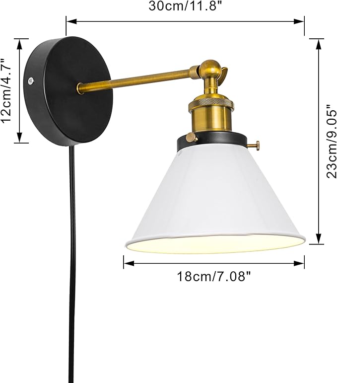 Hook Mounted Plant Light Full Spectrum 4500K 10W Adjusted Light Beam Range 15-60 Degree Vintage White Wall Lamp for Indoor Plants Flowers Growing