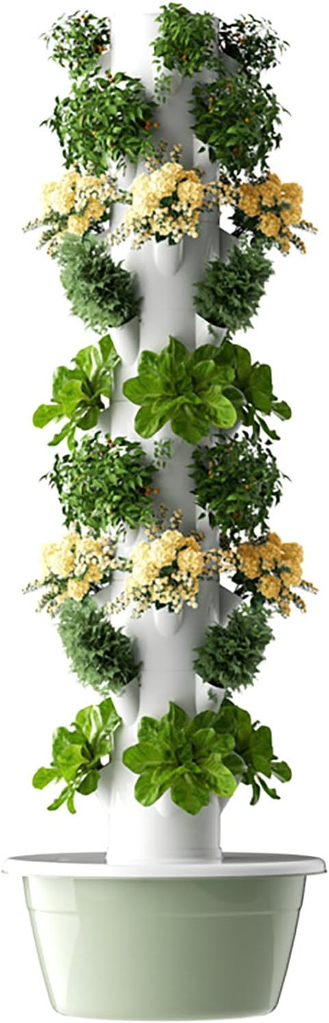 Hydroponics Growing System Tower 5/7/9 Layers Garden Hydroponics Growing System Vertical Planter Tower with 4 LED Lights for Fruit and Vegetables Indoor &amp Outdoor 5Layer-WithoutLights
