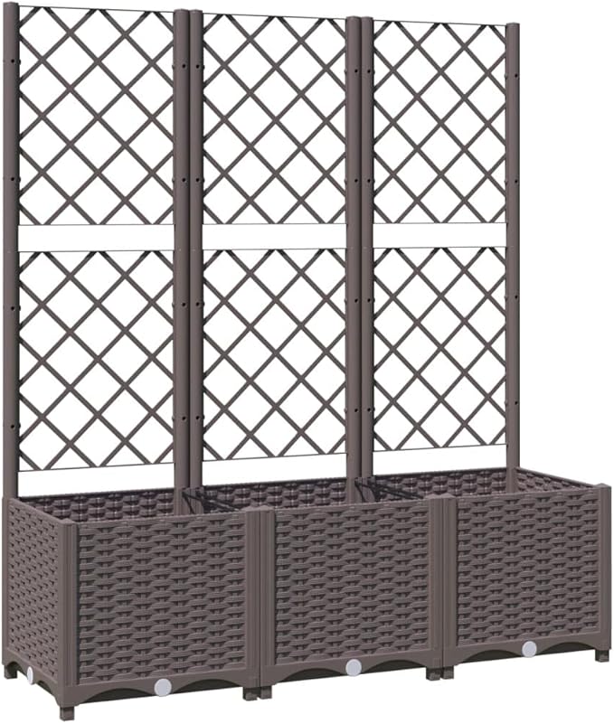 Garden Planter with Trellis Brown 47.2x15.7x53.5 Raised Planter Box Outdoor Flower Box for Patio Garden Vegetable Raised Garden Bed with Climbing Support for Outdoor Plants