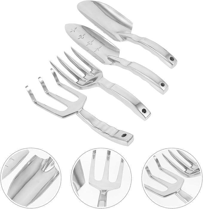 Garden Tool Set with Shovel and Soil Rake 4pcs Gardening Tools for Flower Planting and Vegetable Soil Loosening with Sturdy Handles for Backyard and Garden Use