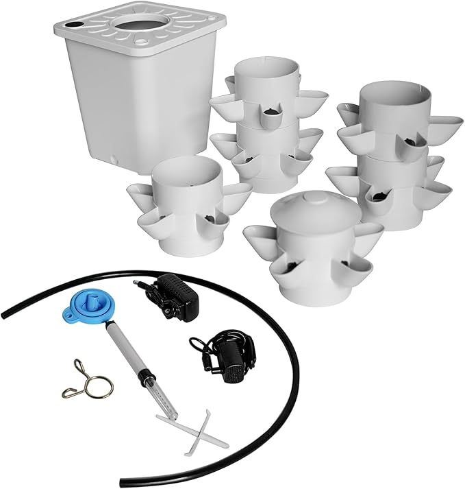 30 Plant Hydroponic Growing System Kit - Indoor Outdoor Smart Garden Tower with Silent Water Pump Soilless Vertical Design for Vegetables Herbs &amp Fruits Space Saving White