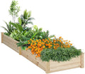 Betterland 8 FT Raised Garden Bed Outdoor Wooden Elevated Planter Box Kit for Vegetables Fruits Herb Grow Yard Gardening Natural