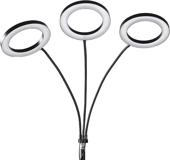 Plant Grow Light 3/9/12h Timer 6 Brightness 360 Gooseneck Tube 2/3 Heads 108 LEDs Full Spectrum Plant Light with Height Adjustable &amp Tripod Stand for Indoor (US Plug 3 Heads 28W Use 3A