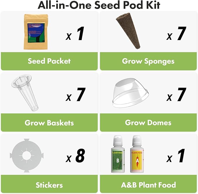 LYKOCLEAN Herb Seed Pod Kit(8-Pod) with Salad Greens Seed Pod Kit(7-Pod)