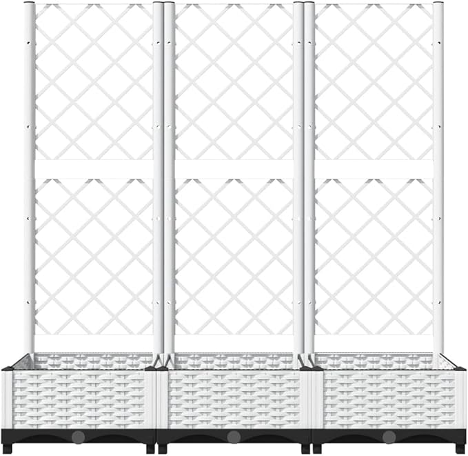 Garden Planter with Trellis Trellis with Planter Box Outdoor Raised Garden Bed for Climbing Plants Raised Garden Bed Garden Planter Box White 47.2x15.7x47.8 PP