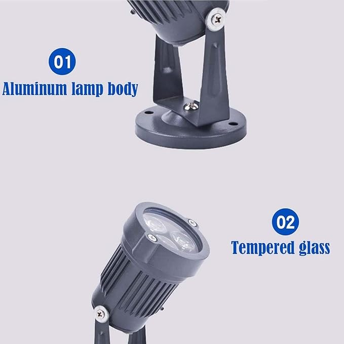 4PCS 3W Lawn Light LED Outdoor Spotlight Floodlight IP65 Waterproof Lighting Garden Lights Advertising Signs Projection Disc Spotlights(White)