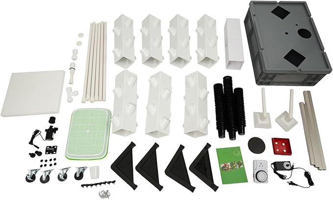 Hydroponic Growing Tower System 56 Holes Indoor Outdoor Garden Kit for Vegetables Herbs Grey Base White Pole Home Gardening Gift for Beginners Adults