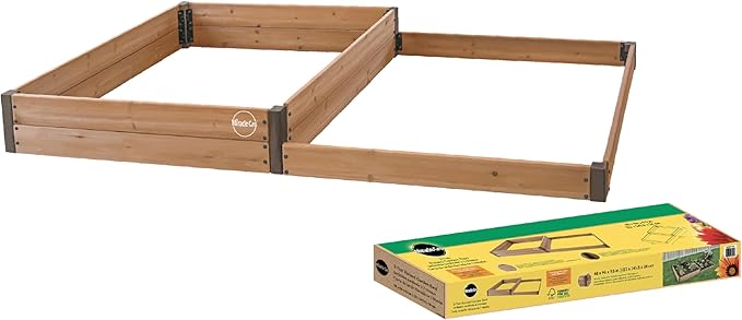 Miracle-GRO 4 x 8 Ft. 2-Tier Wooden Raised Garden Bed 19.2 Cu. Ft. Above Ground Garden with Powder-Coated Metal Brackets for Decks and Yards