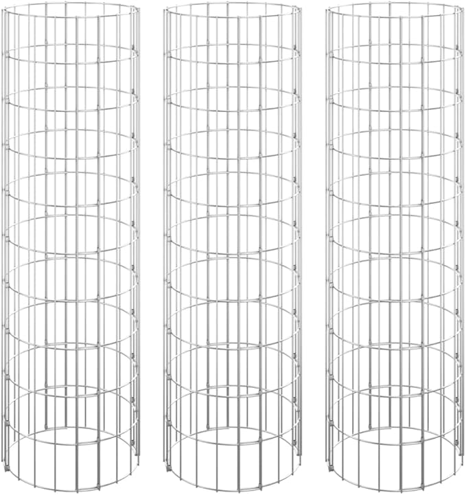 Circular Gabion Raised Beds Set of 3 Galvanized Steel 11.8 x 39.4 Round Raised Planters for Garden and Patio Durable Outdoor Planter Boxes for Vegetable and Flower Gardens