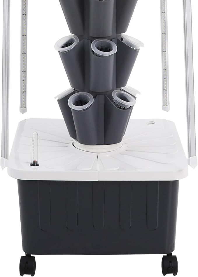 8-Tier Hydroponic Vertical Growing Kit with 40 Planting Holes &amp 4 LED Grow Lights - 5.28Gal Water Tank Food-Grade PP Auto Water Pump for Indoor/Outdoor Leafy Veggies &amp Herbs
