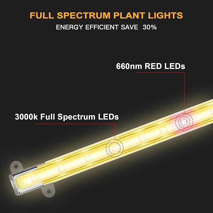 LED Grow Light for Indoor Plants Grow Lights 80W Full Spectrum 4 Dimmable Levels Sunlike Grow Lamp Auto On/Off 3/6/12H Timer Grow Light Strips for Flower Succulent Hydroponics Greenhouse 8 Pack