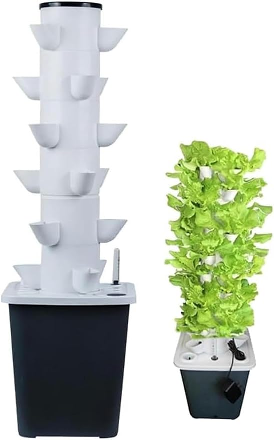 Garden Hydroponic Growing System Hydroponics Tower Aeroponics 15/20/25/30 Pods Grow Kit Aquaponics Planting System with Hydrating Pump Adapter Net Pots Timer for Fruits