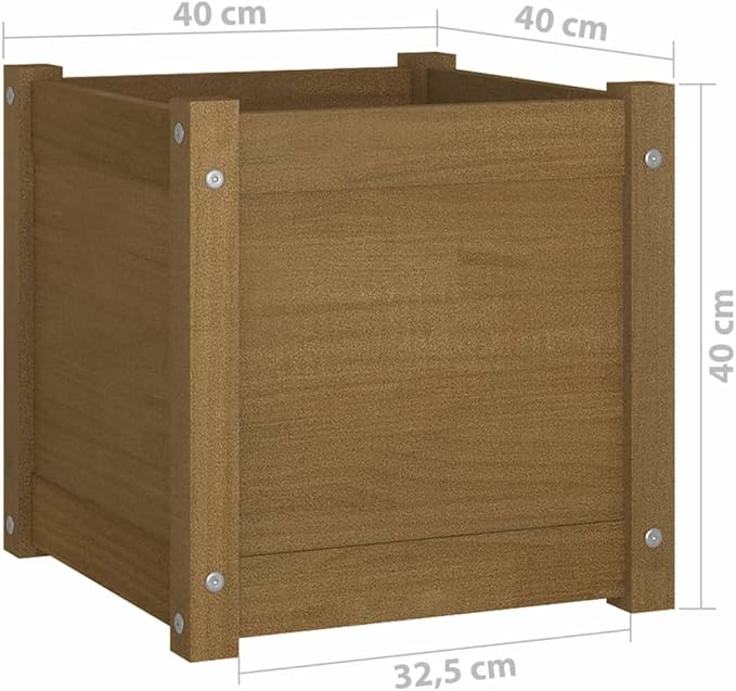 Wooden Garden Planter Box Raised Garden Bed Indoor Outdoor Planter Outdoor Wood Raised Garden Bed for Vegetables Flowers Herbs Honey Brown 15.7x15.7x15.7 Solid Wood Pine-396