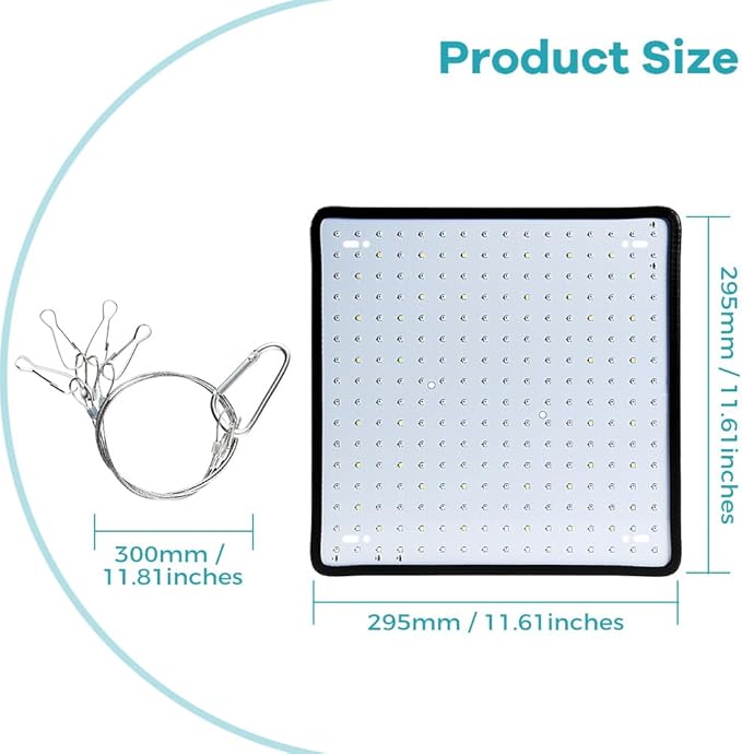 4Pack 2000W LED Grow Light256Leds Fill Light Ultra-Thin Panel for Indoor Plants Full Spectrum for Under Cabinet Plants Grow Lamp with Dimmable Lights Levels for Plants Growing US Plug with Hook