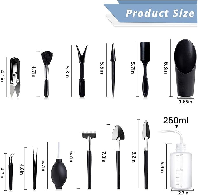 13 Pcs Mini Garden Tool Set Transplanting Tools Succulent Care Kit for Miniature Gardening Plant(12x40-160-G)