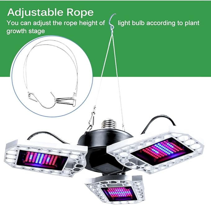 LED Full Spectrum Plant Light Three-Leaf Ceiling Light Fixtures Waterproof Adjustable E27 Base 297leds for Hydroponic Succulents Seedlings Vegetables