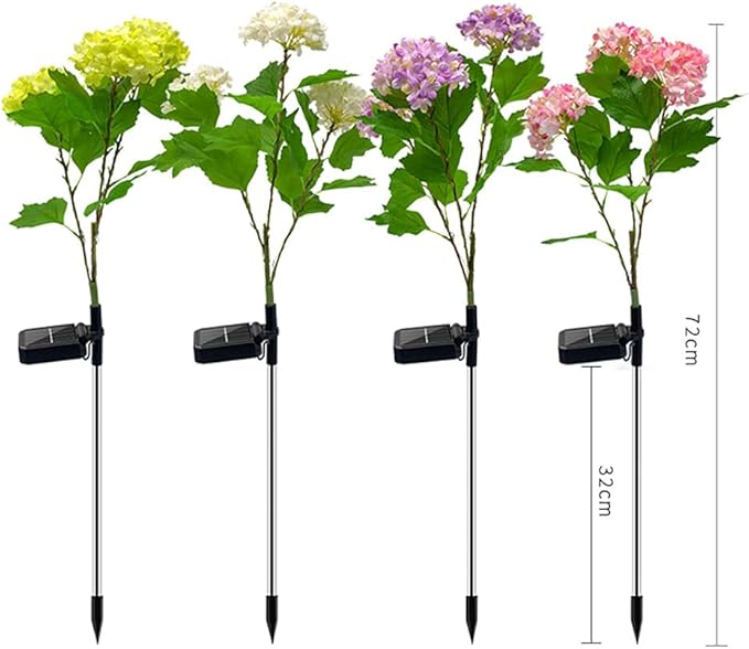 Plant Growing Lamps 2 Pack Hydrangea Flower Solar Led Light Outdoor Garden Lawn Lamps for Garden and Vegetable Patch Patio Country House Decoration(Pink-2 Pack)