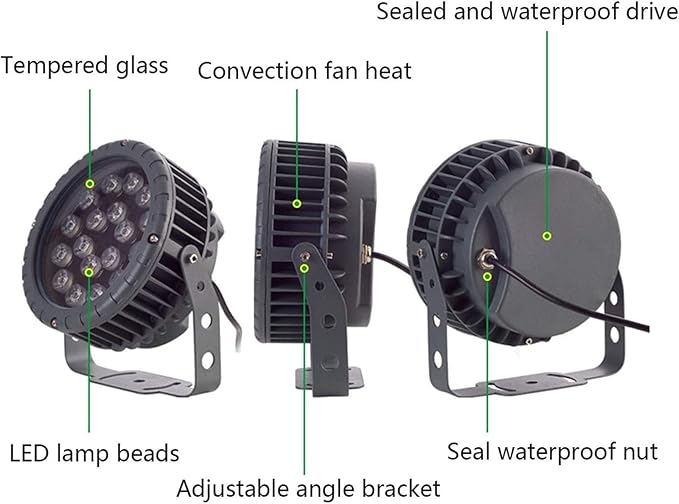 Rotation Spotlight - Spotlight Led Beam Light IP65 Waterproof 270° Park Tree Lights AC111-240V Outdoor Decorative Round Flood Light Lamp for Yard Lawn Engineering(Green24W)