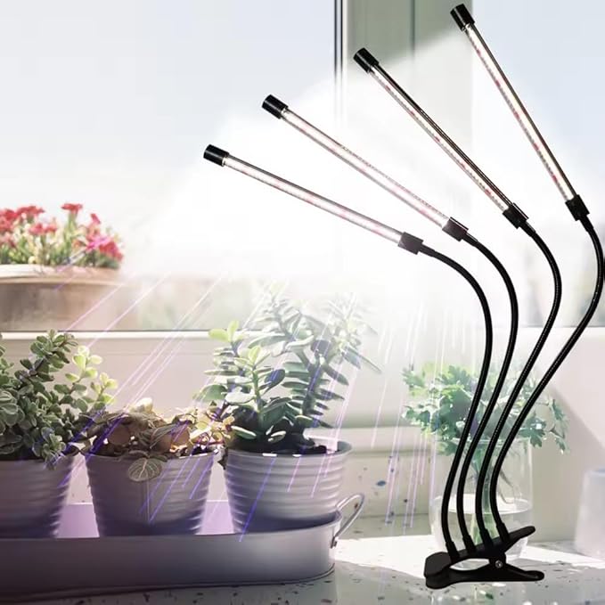 Avocado3head Plant Lights for Indoor Growing Grow Light for Indoor Plants Full Spectrum Growing Lamps with Clip Auto ON &amp Off Timer 3/9/12H 3 Switch Modes 10-Level Dimmable Brightness