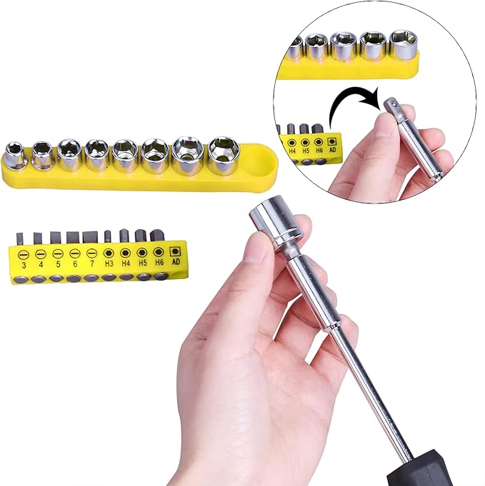 CARTMAN 148 Piece Tool Set General Hand Tool Kit with Plastic Toolbox Storage Case Automotive Set Yellow