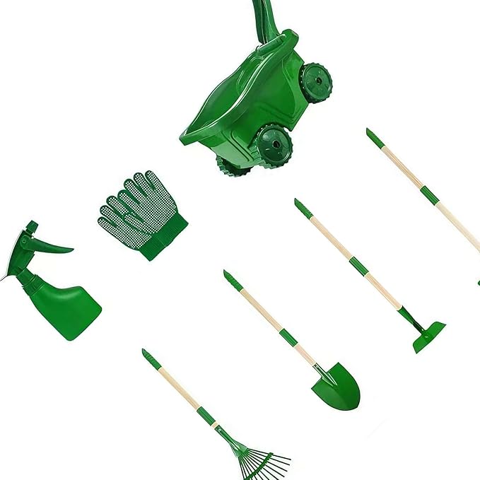7 Divisions Fun Educational Tool Set for Juvenile Gardeners to Develop Responsibility Coordination and Nature Love ABS and Wood Tools
