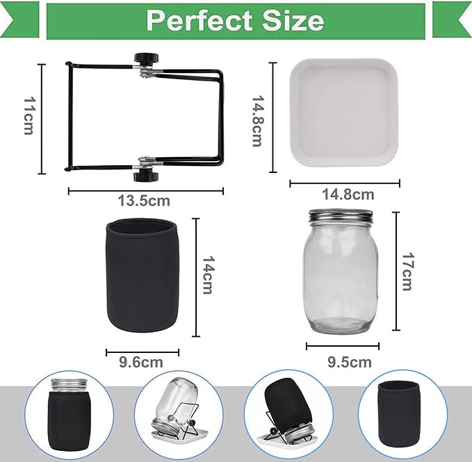 Sprouting Jar Kit Complete Seed Sprouting Jar Kit with Stainless Steel Stand &amp Drip Tray Easy Home Sprout for Microgreens Beans Broccoli