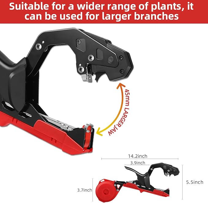Suca Plant Tying Machine Lightweight Plant Tying Tape Tool to Tie Up Vine Quickly Plant Tie Tapener Gun with Tapes and Staples Red