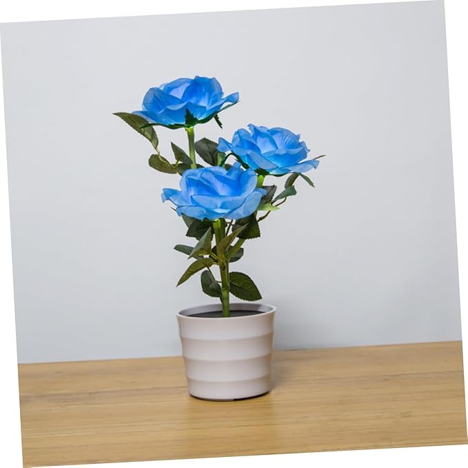 Happyyami Solar Led Rose Flower Lights Lights Artificial Rose Pot Nightlight for Decoration for Home Office and Events