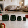 Handmade Solid Glazed Ceramic Planter Set of 4 141197 Inch Diameter Deep Green for Succulents and Cacti Outdoor G Indoor Stairs Use Breathable Clay with Drainage Holes