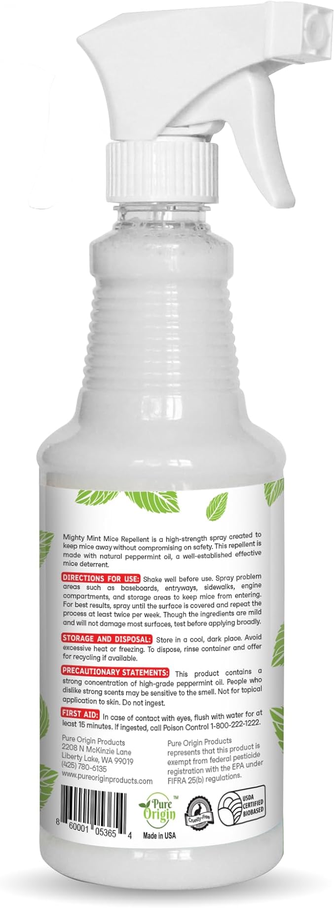 Mighty Mint Peppermint Oil Mouse Repellent Spray – Natural Indoor &amp Outdoor Control for Mice and Rodents – Plant-Based Extra-Strong Formula - 16 oz