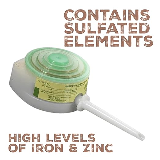 Mauget Inject-A-Min Iron Zinc - 6ml Zinc Sulfate &amp Iron Supplement for Rapid Greening &amp Stronger Immunity Spill-Proof Liquid Fertilizer - Pack of 24 Caps
