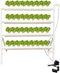 36-Pod Hydroponic Plant Growing System – PVC Vertical Soilless Indoor/Outdoor Garden Kit | White Tower with 36 Baskets Sponges AU/US Plug &amp Soft Tube | Ideal for Home Gardening