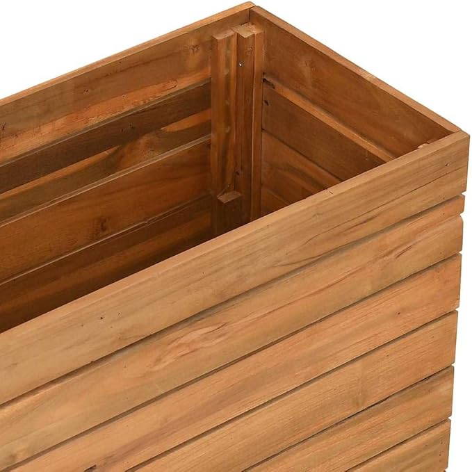 Raised Bed for Outdoor Vegetable Herb Gardening - Large Recycled Teak Wood and Steel Planter Box for Flower Plant Pots and Metal Beds