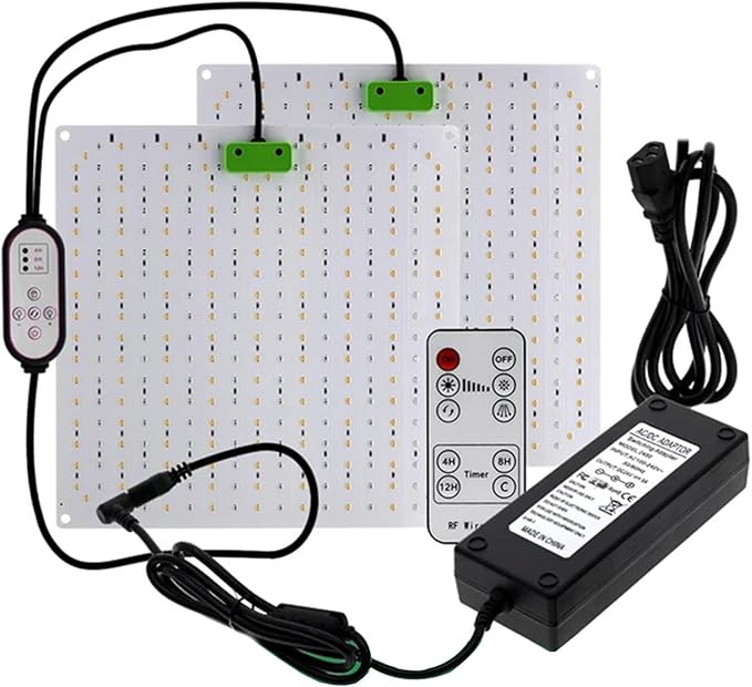 LED Grow Light Panel Lamp for Indoor Plants Full Spectrum with White Blue Red IR LEDs for 4x4ft Coverage Grow Tent Greenhouse Veg and Bloom Seedlings Hydroponics2PCS