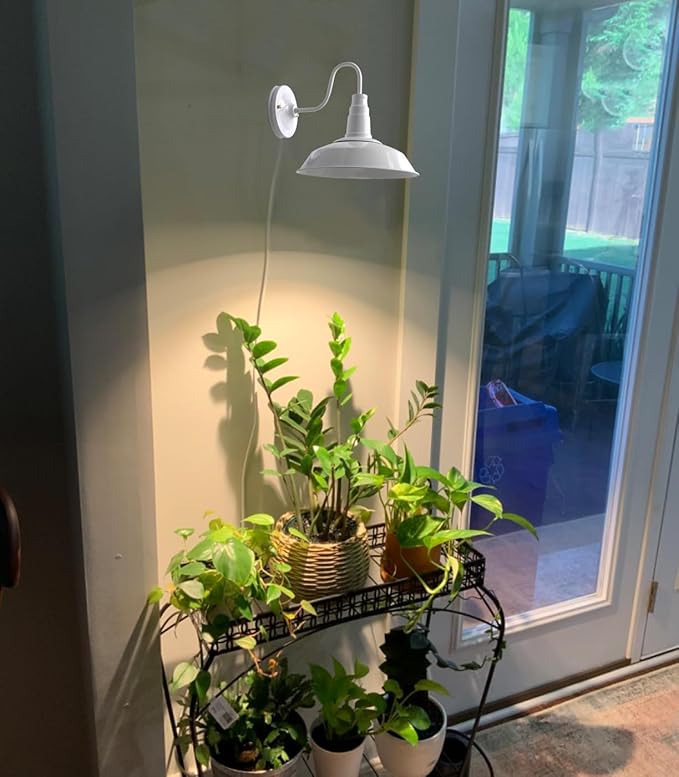 2-Pack Hook Type Wall Mounted Plant Light for Indoor Growing Full Spectrum 4500K 10W Adjustable Light Beam Range 15°-60° Vintage White Wall Lamps for Plants Flowers