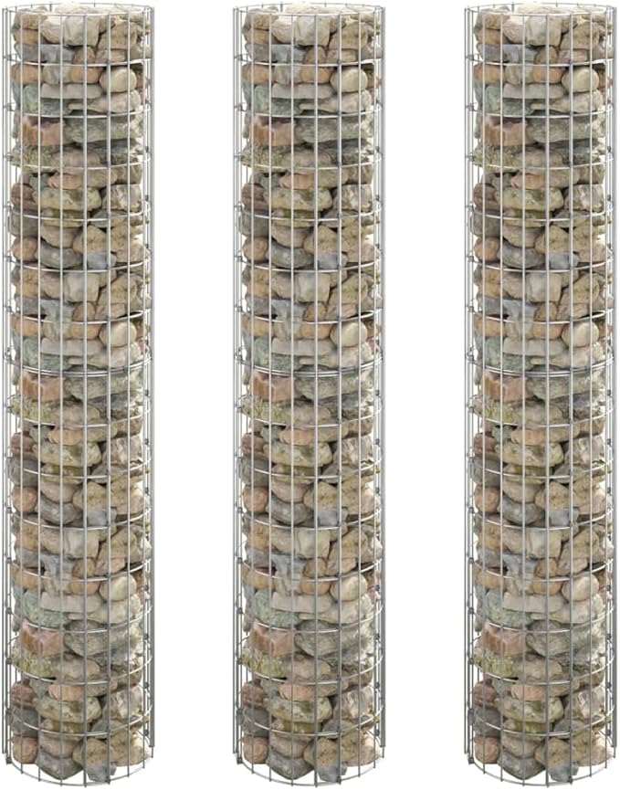 YAFF Circular Gabion Raised Beds 3 pcs Galvanized Steel 脴11.8x59.1