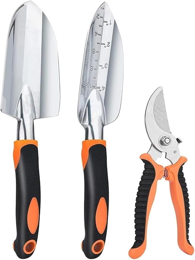 Mini Garden Tool Set 3 Piece Set Practical Shovel Scissors Multifunction Hand Tools Gardening Cultivation Supplies(Orange)