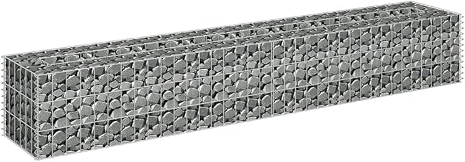 Gabion Planter Raised Bed Outdoor Garden Galvanized Steel Wire Mesh Grid Stone Wall Flower Raised Bed for Vegetables Flowers Plants 70.9 x 11.8 x 11.8