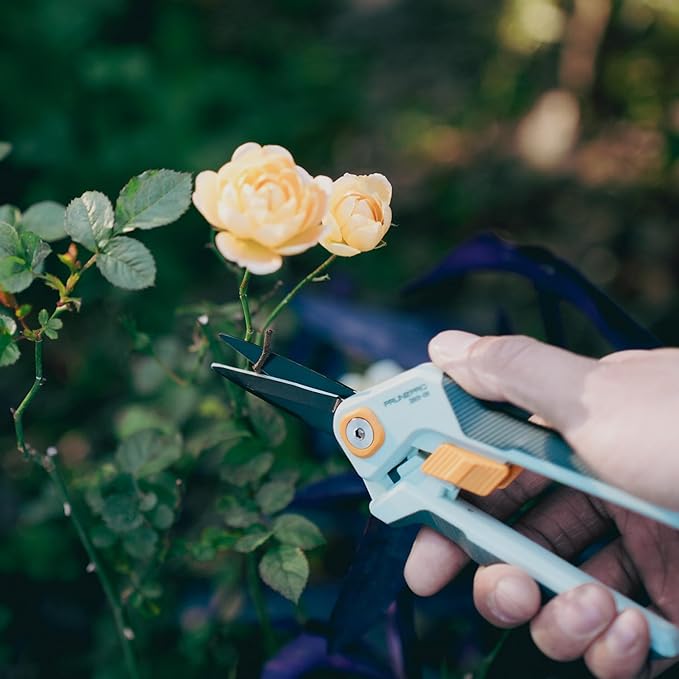 PrunePro Garden Scissors Pruning Shears Sharp Stainless Steel Non-Stick Teflon Coating Blade for Precise Cuts Garden Snip Bonsai Clippers for Plants Rose Flower Green &amp Orange