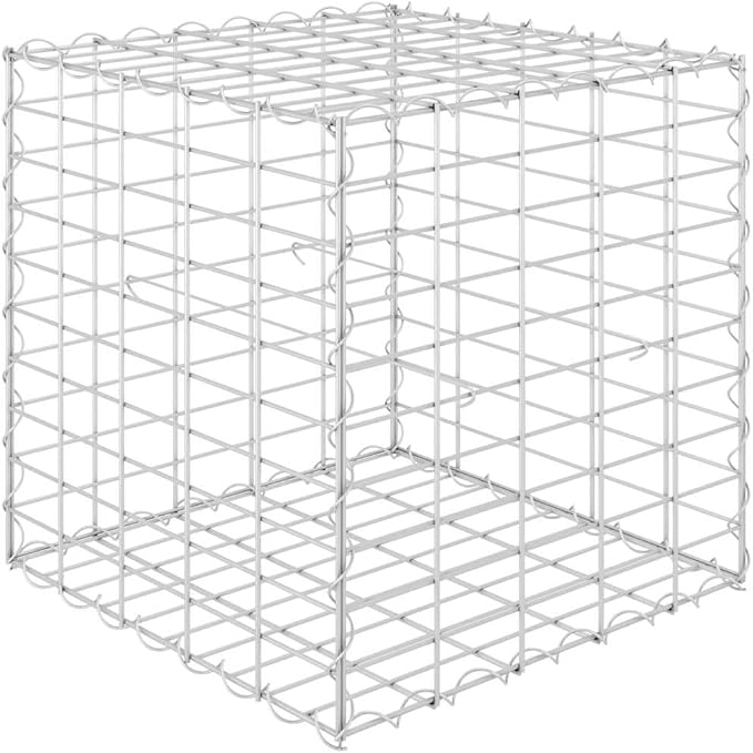 Gabion Raised Bed Silver Steel Wire 19.7 x 19.7 x 19.7 in Durable Gardening Pots &amp Planters 145650