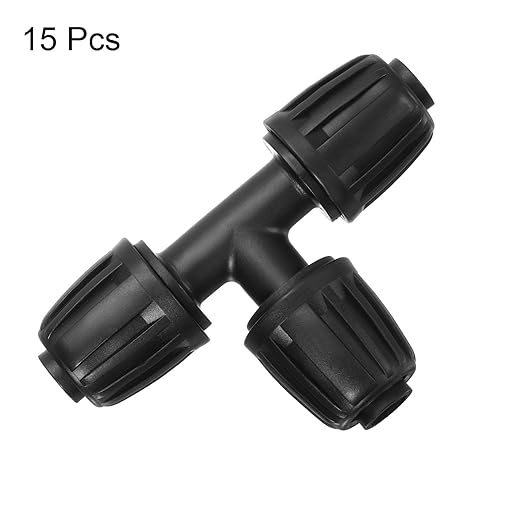 uxcell 15Pcs 1/2 Drip Irrigation Fittings Lock Barbed Tee Connectors for 1/2 Inch Tubing (16mm OD) Drip Tubing Barbed Connectors for Irrigation Tubing
