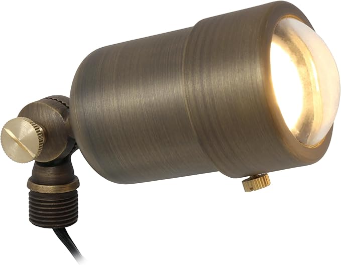 Lightkiwi S1997 Outdoor 12V Spotlight Brass Fixture for Low Voltage Landscape/Garden Lighting (Light Bulb Not Included)