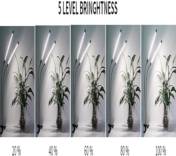 KAKAA LED Grow Light Full Spectrum Clip Plant Growing Lamp with White Red LEDs for Indoor Plants 5-Level Dimmable for Indoor Plants Seedlings Succulents